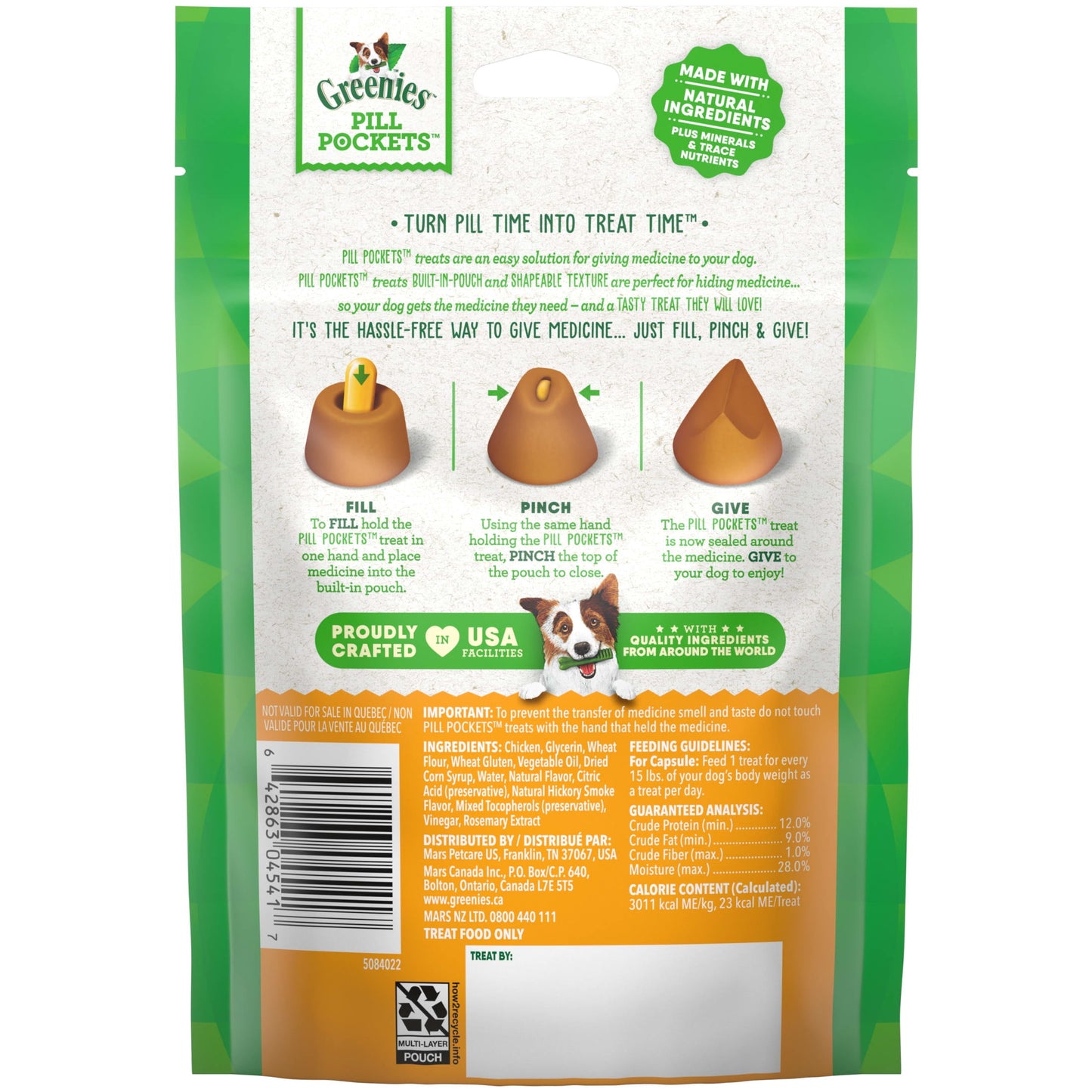 Pill Pockets for Dogs Capsule Size Natural Soft Dog Treats, Chicken Flavor, Semi-Moist, 7.9 Oz. Pack (30 Treats)