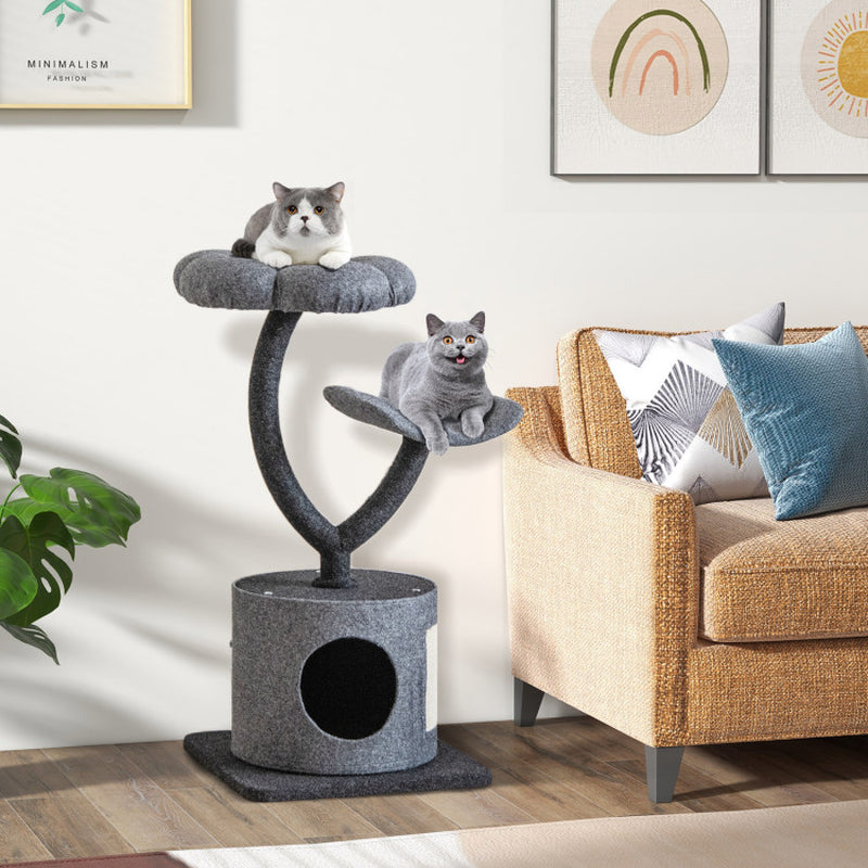 Cat Tree for Large and Small Cats with Curved Metal Supporting Frame